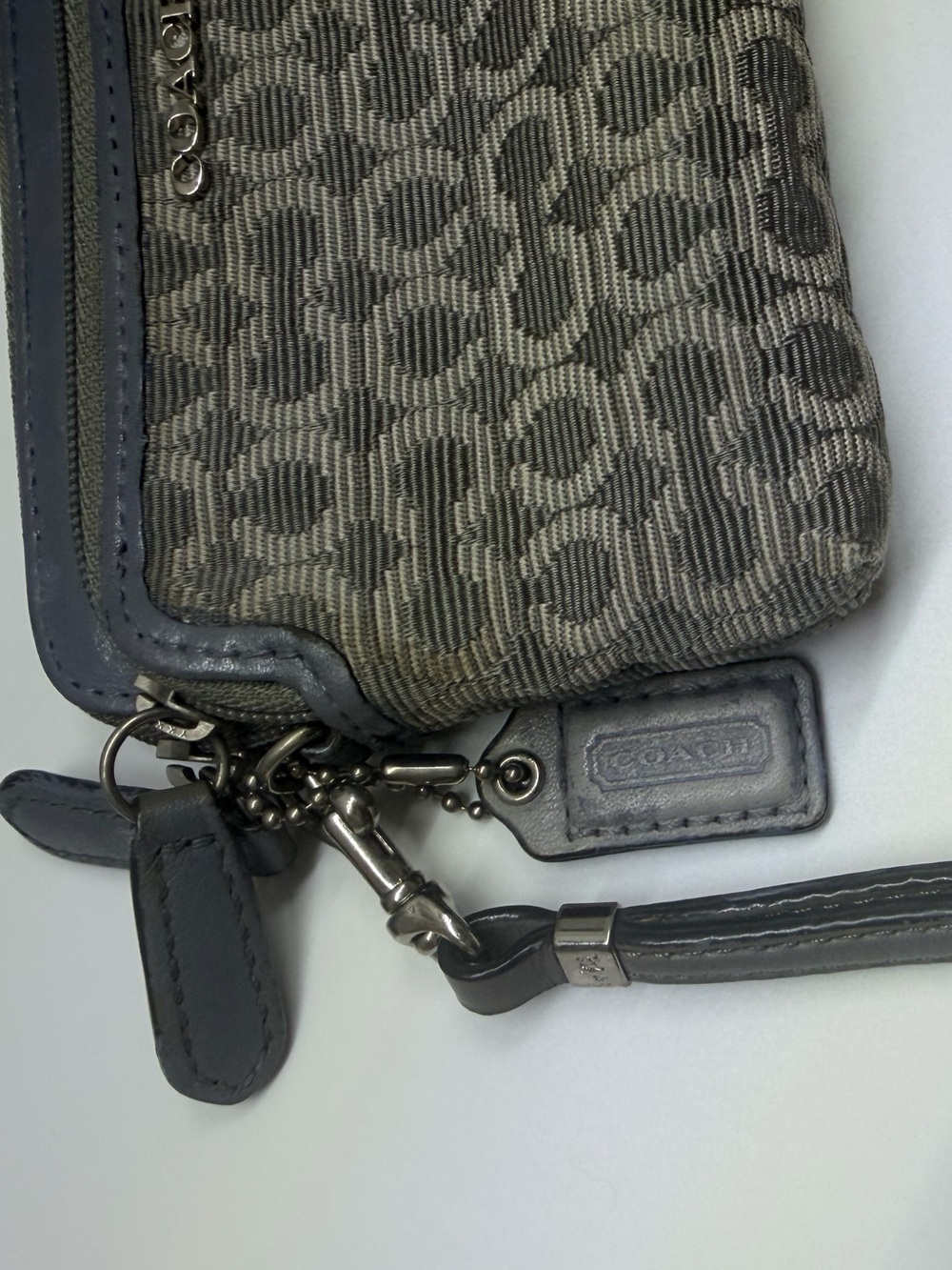 Coach Gray Wristlet with Leather Trim - Picture 3 of 8